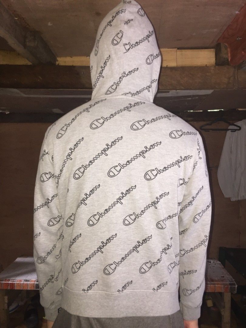 Champion men's store aop script hoodie