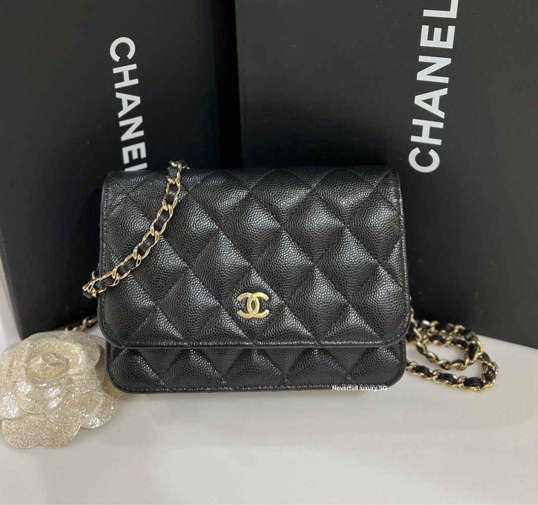 Chanel 21P Mini Wallet On Chain (WOC) Black Cavair GHW, Luxury, Bags &  Wallets on Carousell