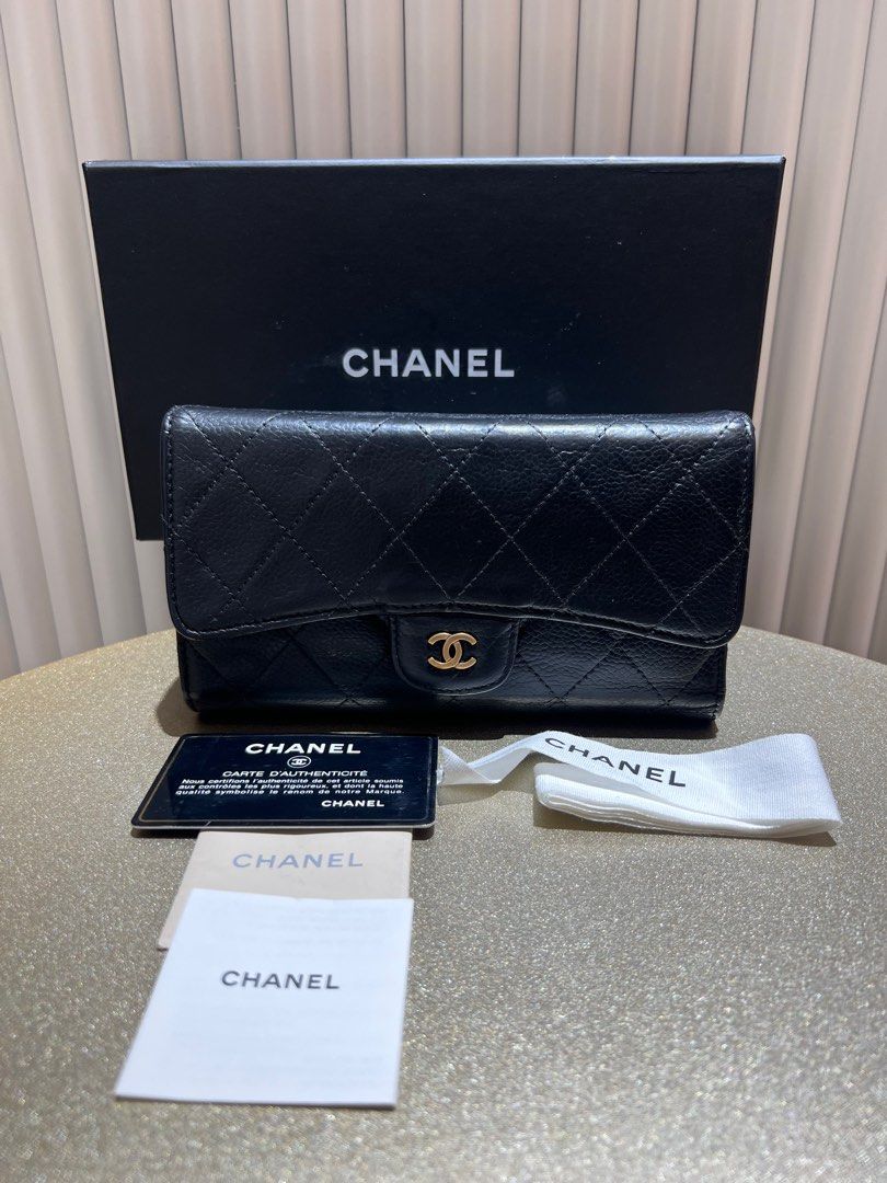 Ready BNIB Chanel Long Wallet Zippy Black Caviar SHW