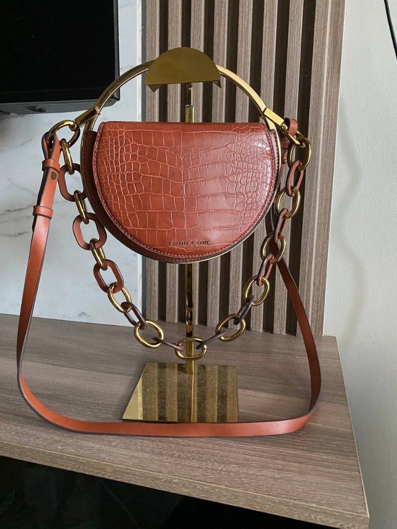 Charles Keith Croc effect Semi Circle Bag