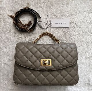 Charles & Keith Quilted Bag Taupe