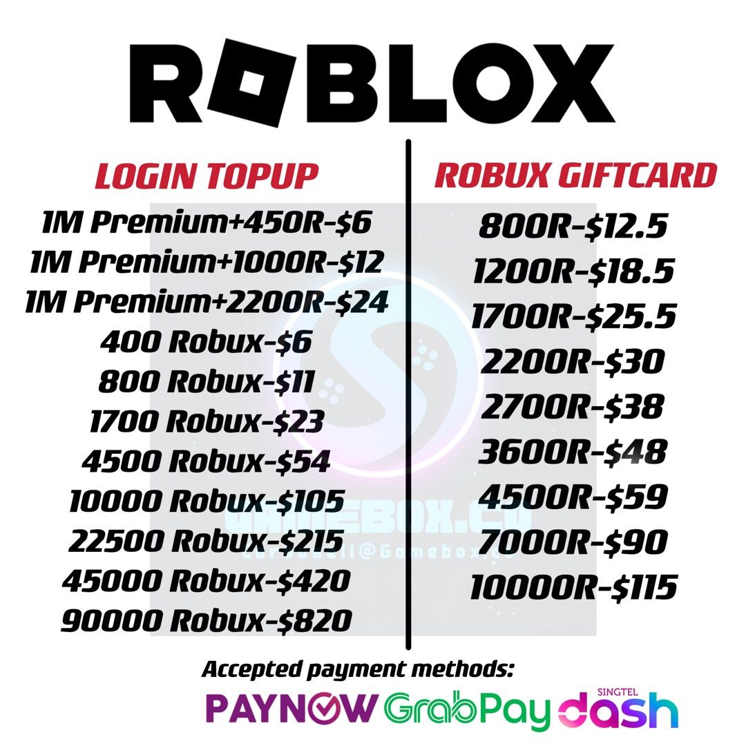 Roblox 1700 Robux Top Up, Video Gaming, Gaming Accessories, Game
