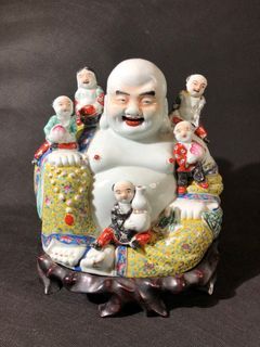 Chinese Five Boys Family Porcelain Buddha