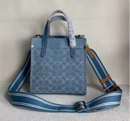 Coach denim tote bag handbag, Luxury, Bags & Wallets on Carousell