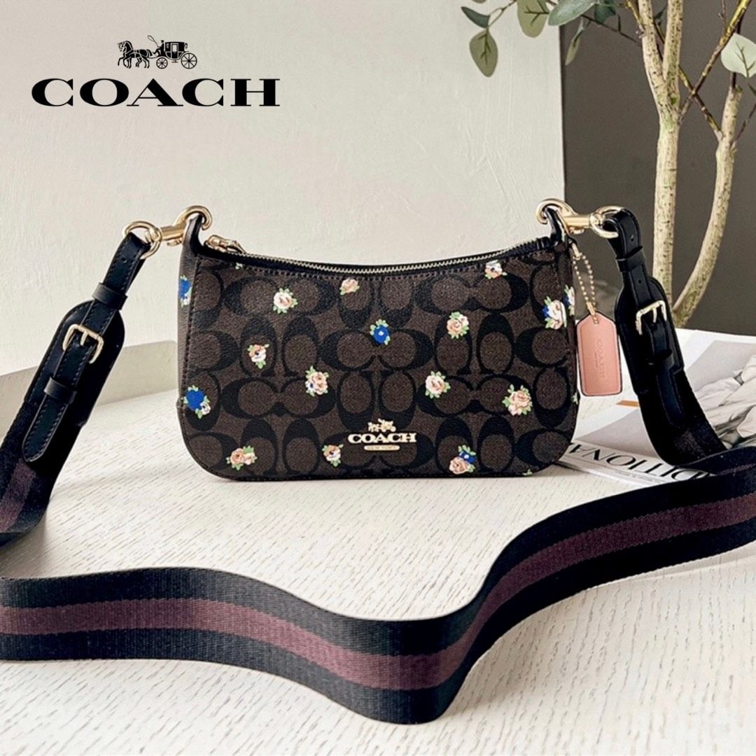 Coach rose print messenger crossbody top