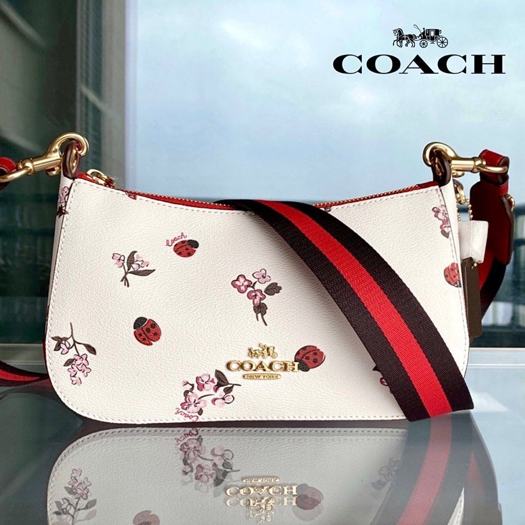 Coach Jes Baguette With Ladybug Floral Print Women Crossbody Sling Shoulder Bag