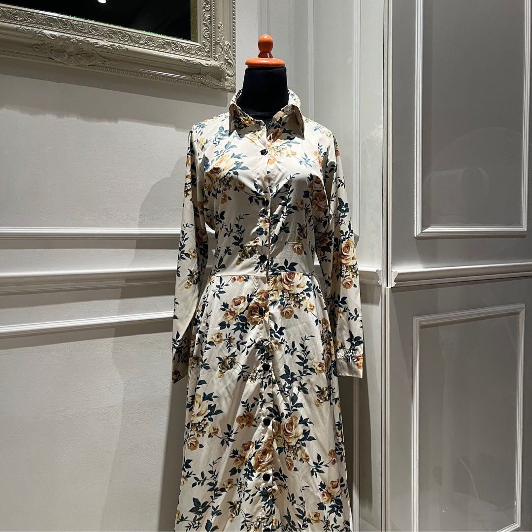 Cream Floral Dress