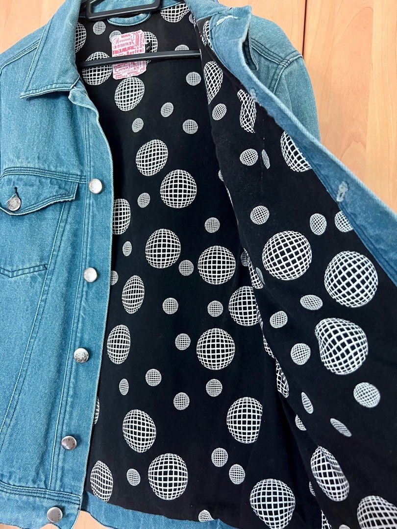 White polka discount dot denim jacket
