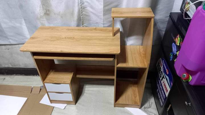 Desktop Table (Category: Tables & Sets) located in Manila. Submitted by redonlineshop (Listing ID 1253614745, Image 3). Description: Desktop Table Php 1500 multifunction computer table with dawer and shelves ✔materials: medium density fiber ✔Size: 100x40x92cm with keyboard holder ✔easy to assemble with manual and tools BRAND NEW ONHAND and Ready to Deliver Accept Gcash payment/COD Same day delivery + SF.