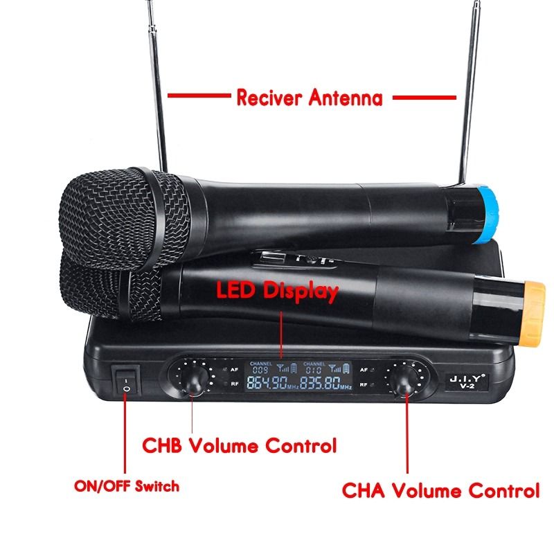 UHF Professional Dual Wireless Microphone System with Shure Wireless UT4  Type