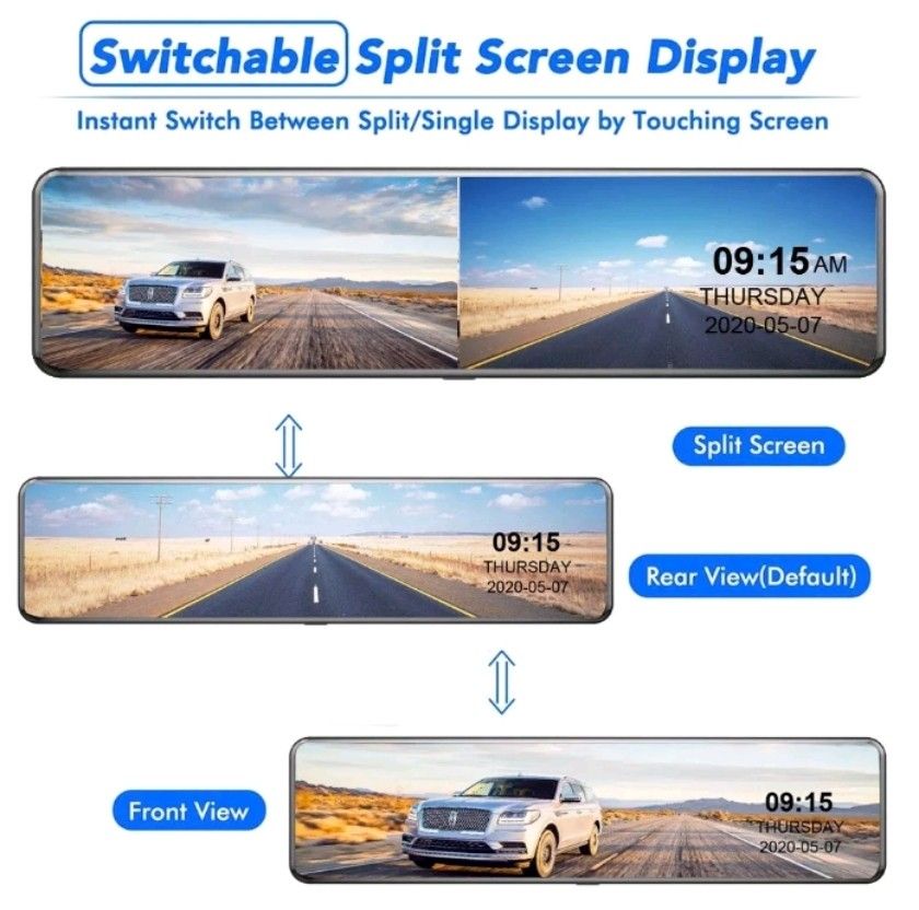Ekleva digital rear view mirror with dashcam, Car Accessories