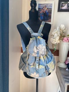 Floral printed maong backpack