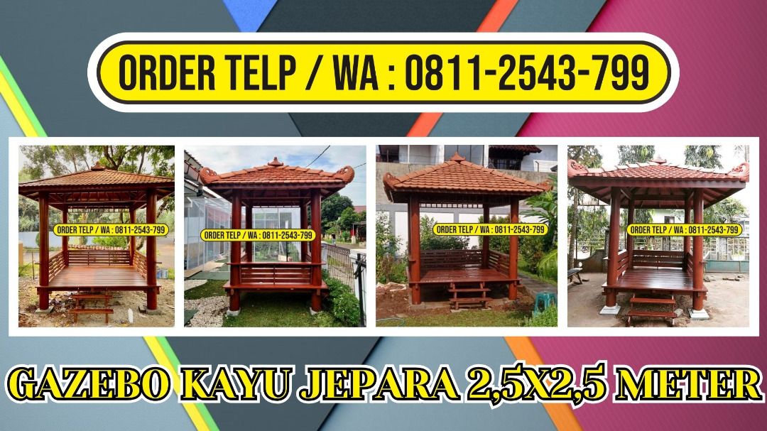 Gazebo 2x2 Kayu Glugu Minimalis Berkualitas