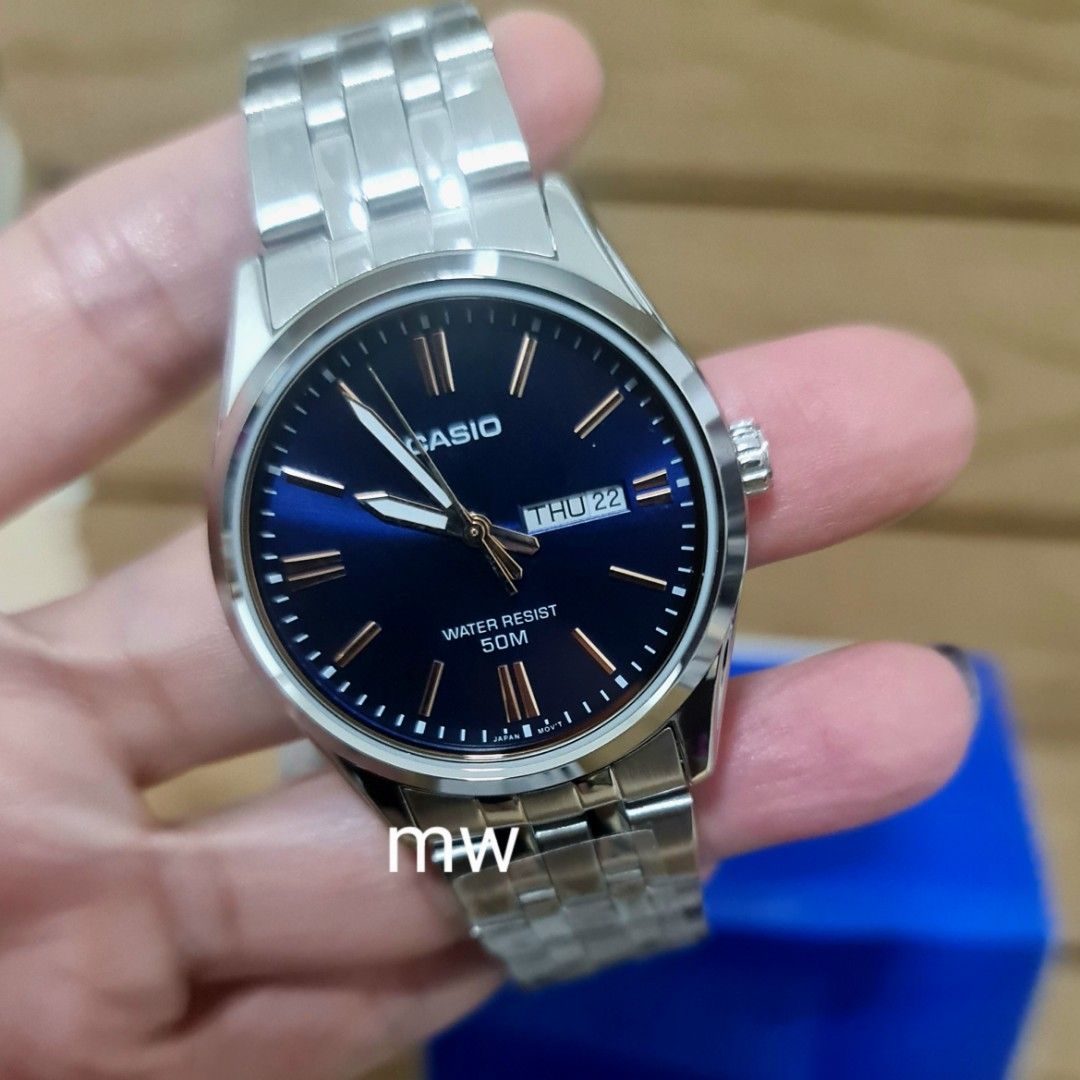 Genuine Casio Men analog quartz stainless steel date day watch brand new mtp 1335d