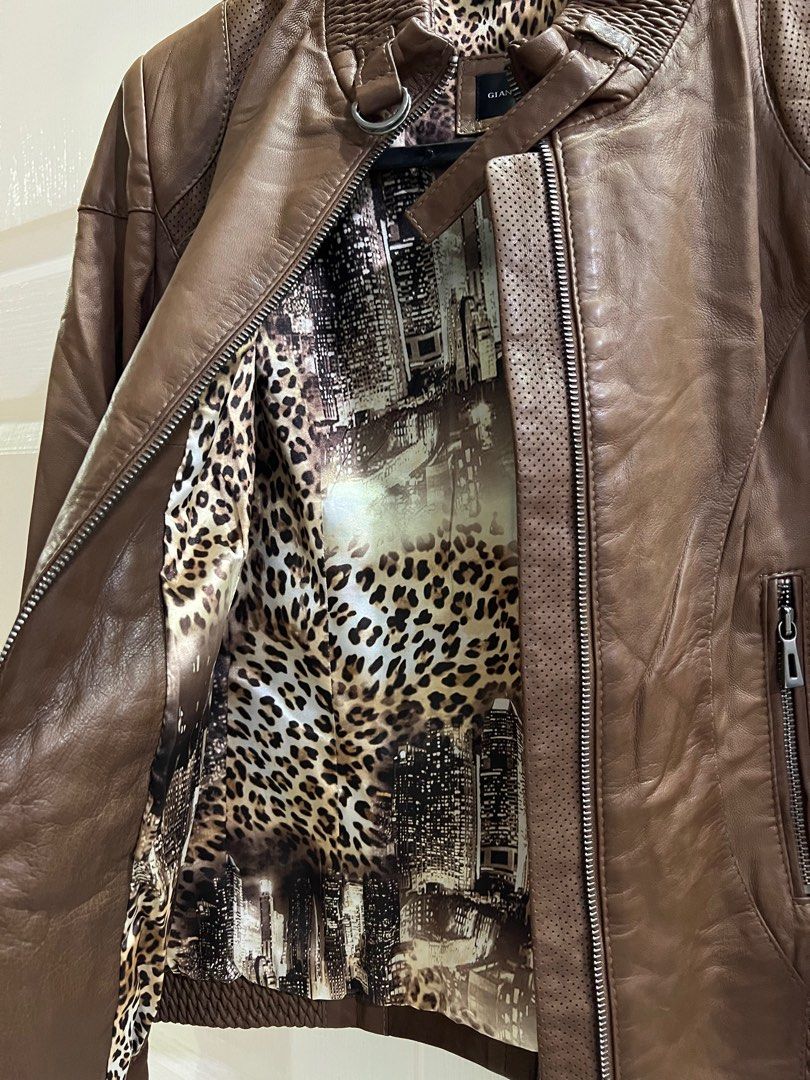 Gold detail hotsell leather jacket