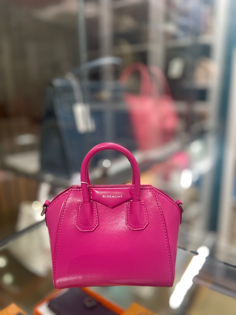 Givenchy Micro Antigona Shoulder Bag In Calf Leather In Neon Pink
