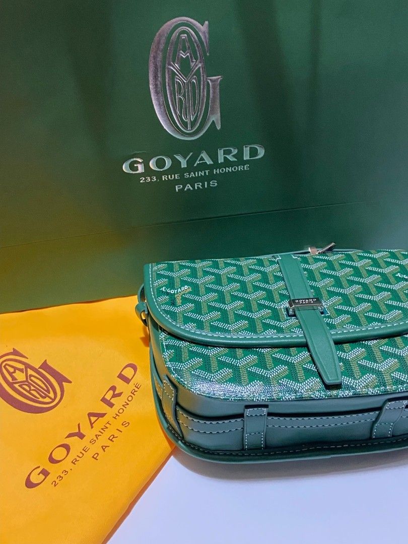 Goyard Green Goyardine Coated Canvas and Leather Belvedere MM Bag Goyard