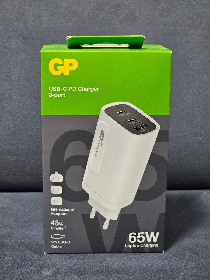 GP 65W GaN Charger 3-ports USB-C & USB-A GM3A
