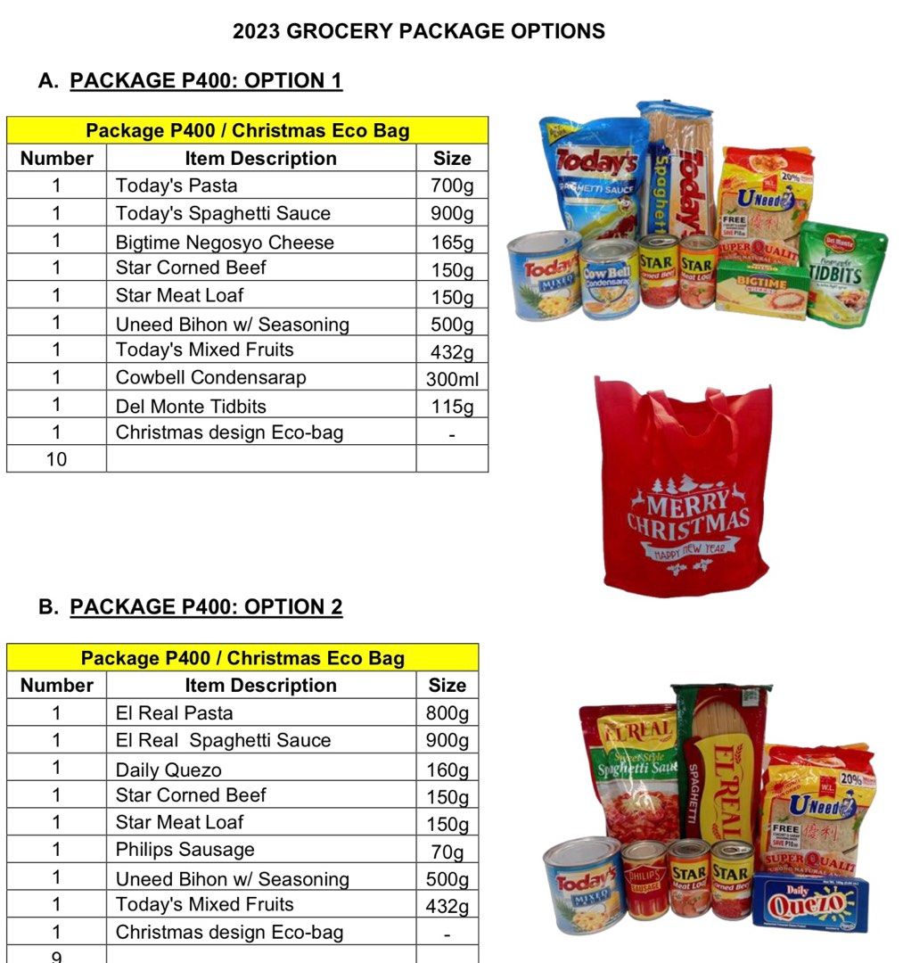 GROCERY PACKAGES FOR XMAS GIVEAWAYS, Food & Drinks, Gift Baskets