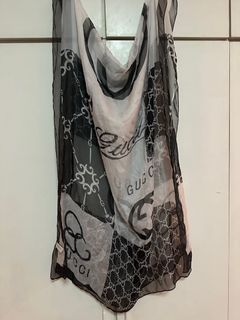 Gucci black & white silk shawl