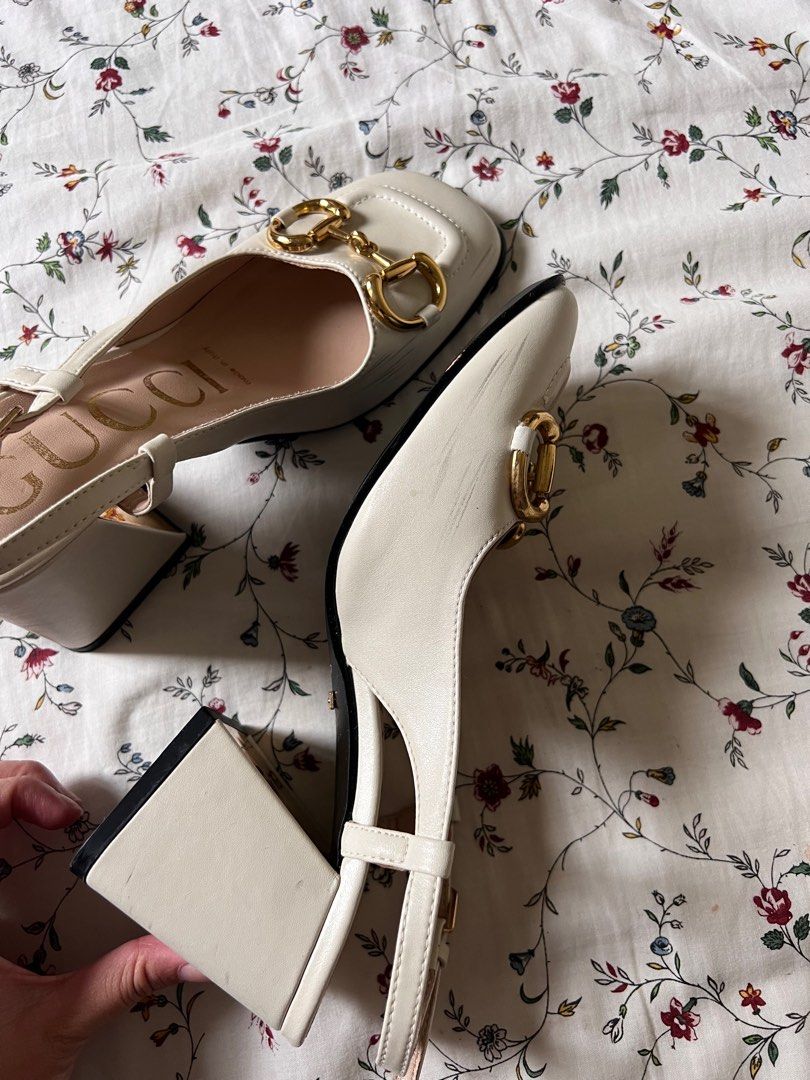 Gucci heels white