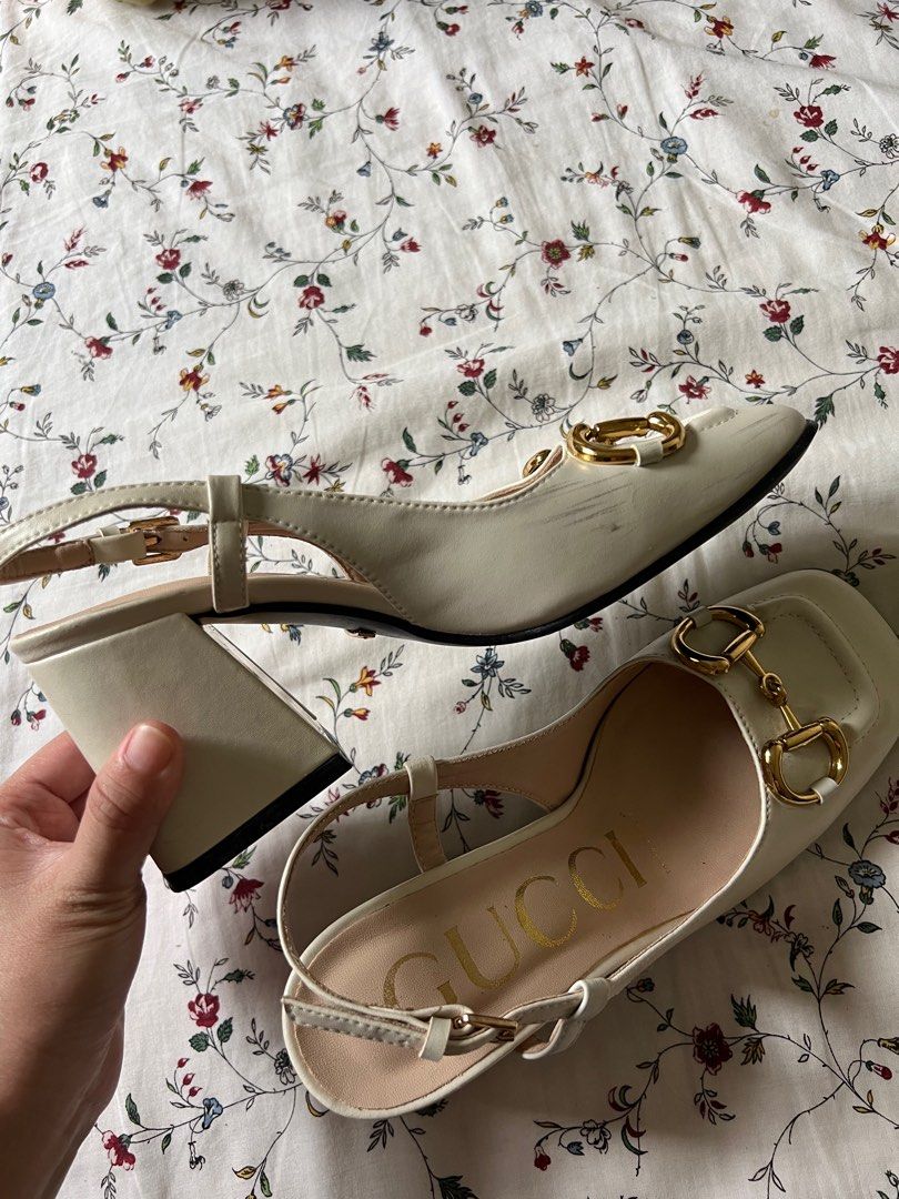 Gucci heels white