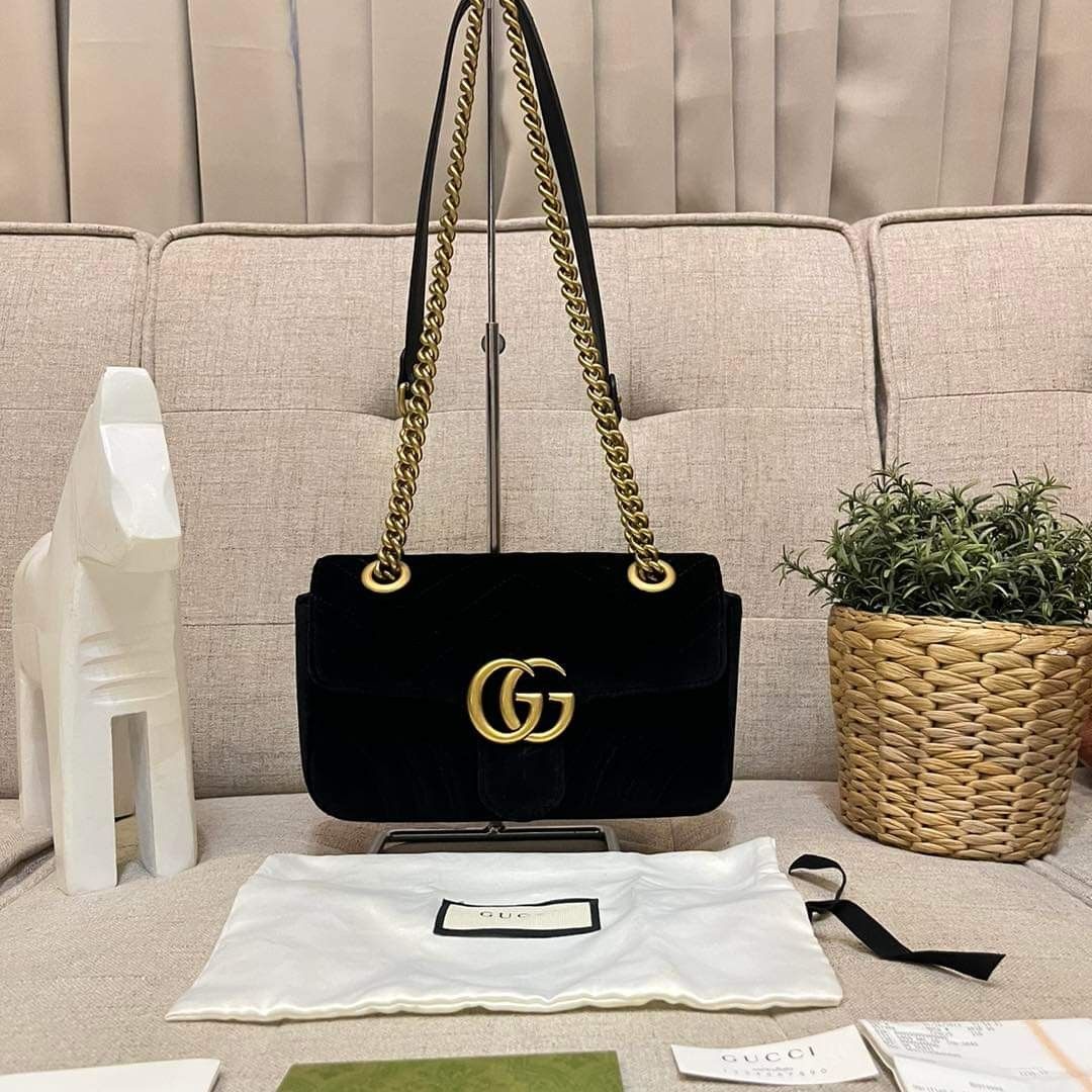 Gucci marmont mini velvet black sale
