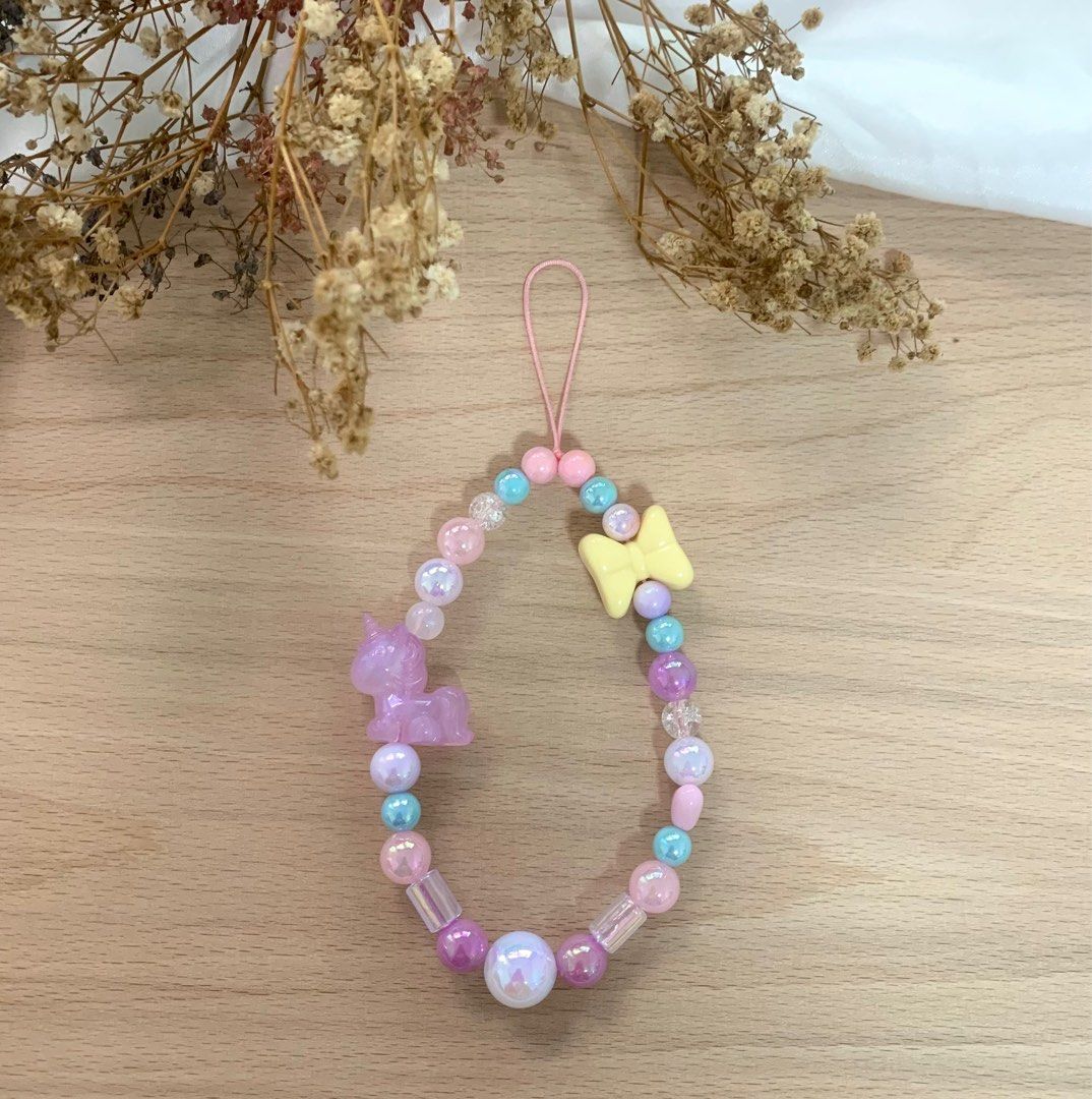 Handmade chunky beads whale heart stars charms keychain phone