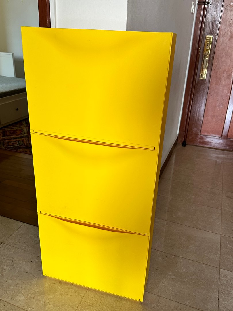 IKEA Trones shoe boxes in limited edition yellow colour, Furniture