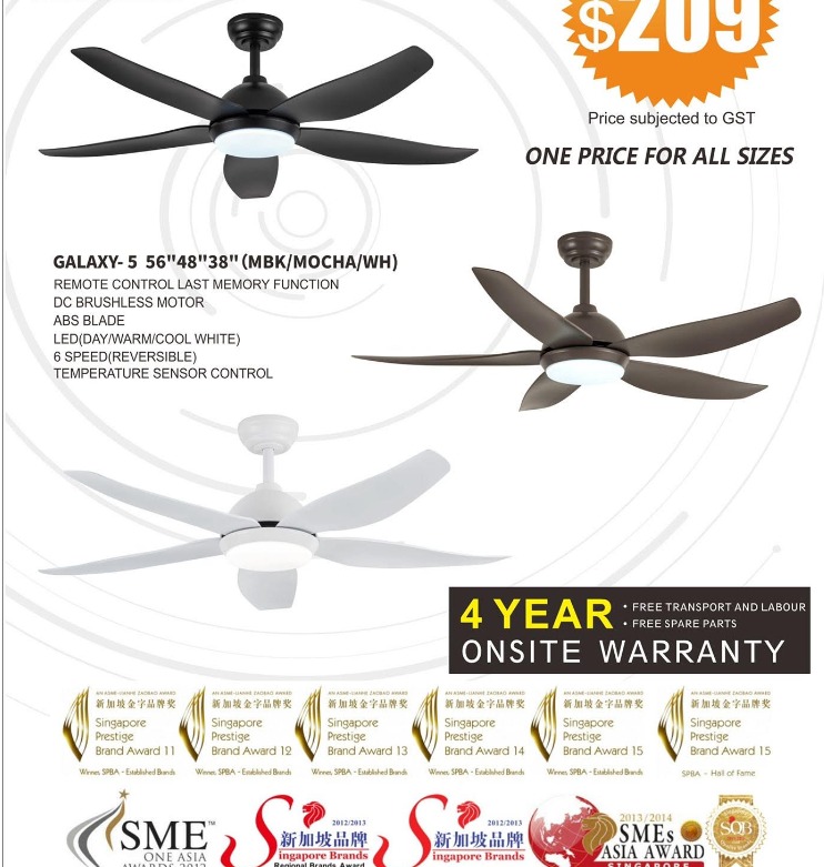 (Installation Promotion) Fanco Galaxy 5 DC Ceiling Fan with or Without