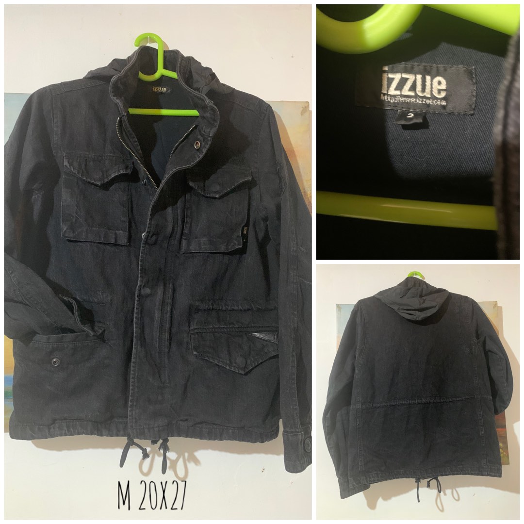 IZZUE black denim hoodie jacket, Men's Fashion, Coats, Jackets and ...