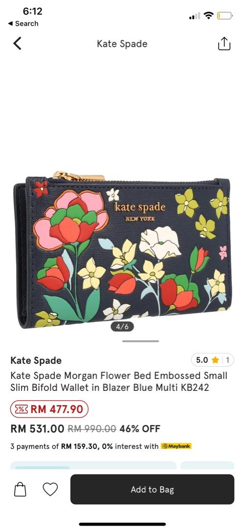 Kate Spade Kate Spade Morgan Flower Bed Embossed Card Case Wristlet