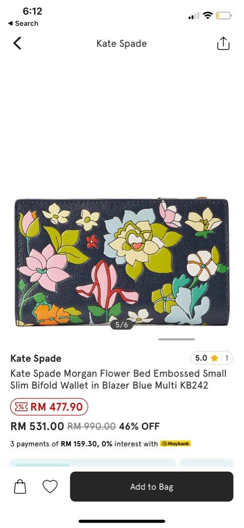 Morgan Flower Bed Embossed Small Slim Bifold Wallet