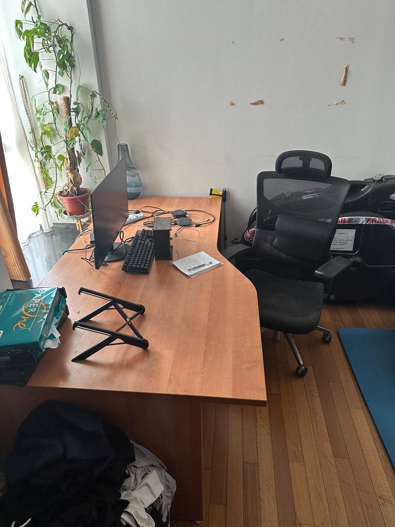 [Urgent] Large study table and Mesh Ergo Chair package, Furniture ...