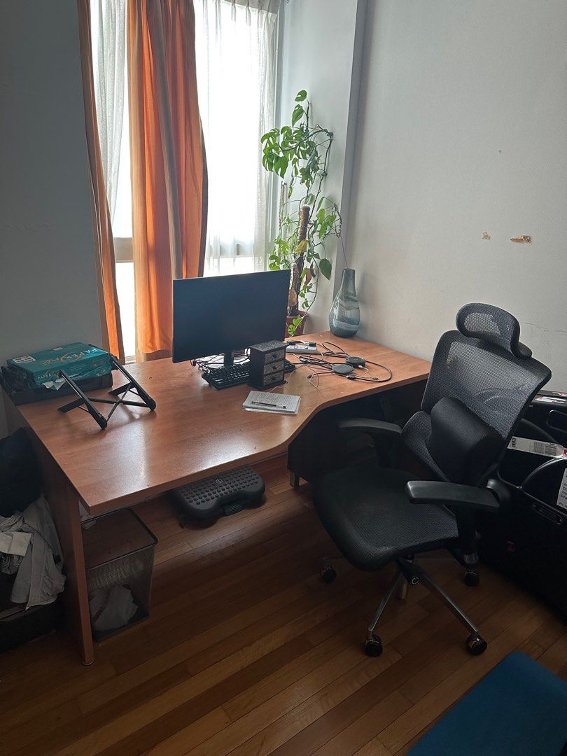 [Urgent] Large study table and Mesh Ergo Chair package, Furniture ...
