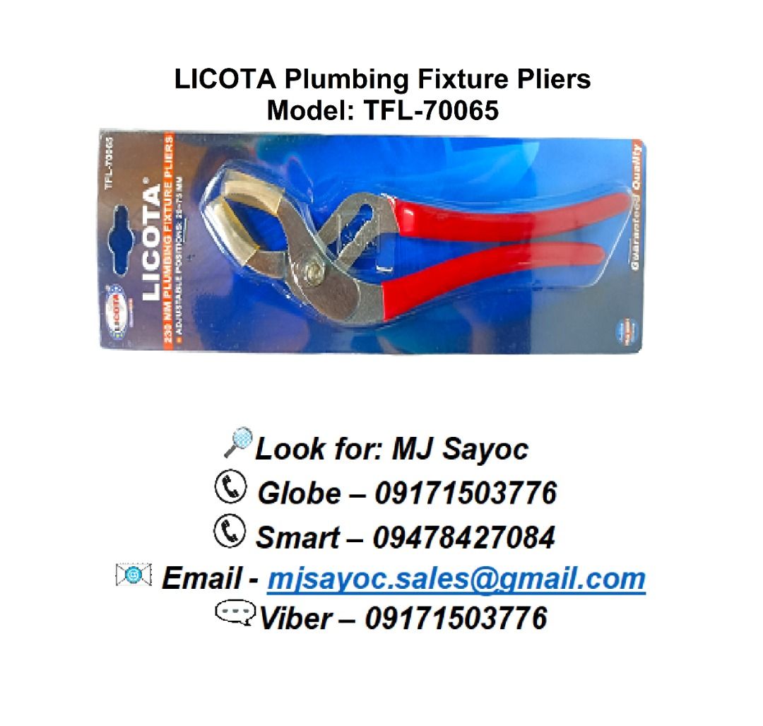 LICOTA Plumbing Fixture Pliers Model: TFL-70065, Commercial ...