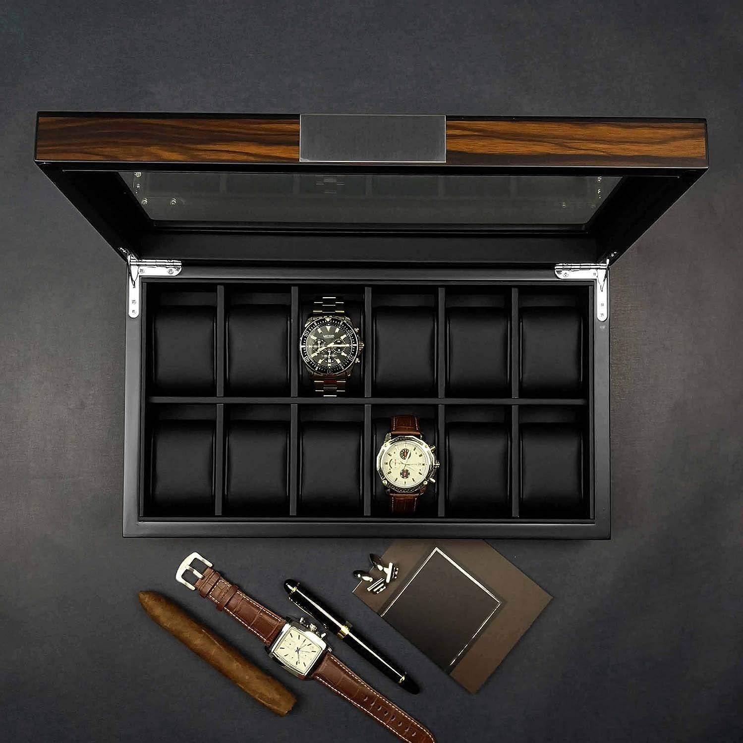 Lifomenz Co 12 Watch Box for Men Watch Display Case Wood Luxury