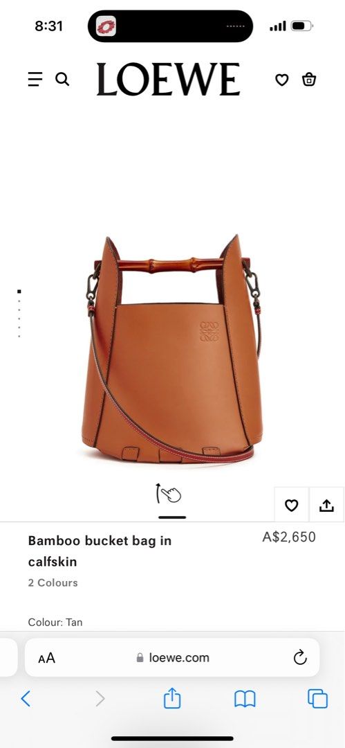 Loewe Bamboo Bucket Bag in Calfskin Tan