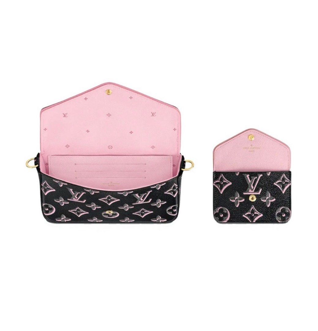 Louis Vuitton Multi Pochette Felicie Bag Crossbody M81471 Black Pink Card  Wallet