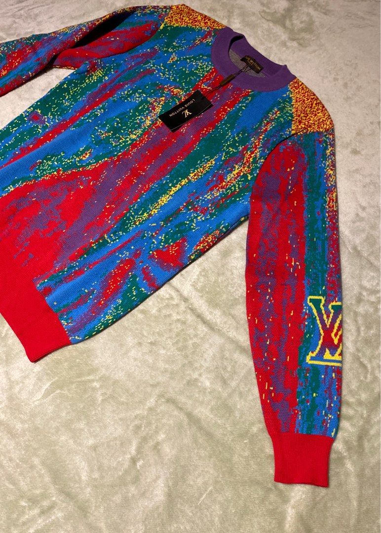 Louis Vuitton SS20 Jacquard Multi Color Crewneck Pullover Sweater