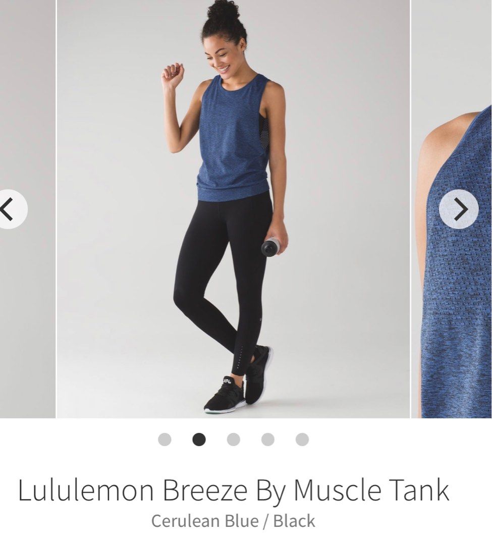 Lululemon Breeze By Muscle Tank - Cerulean Blue / Black - lulu
