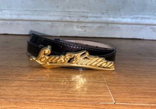 LV Louis Vuitton slim belt with gold buckle