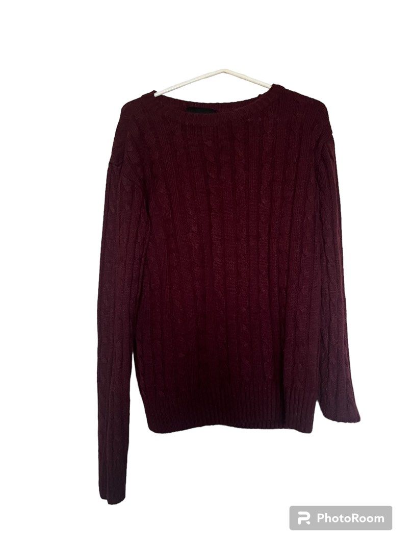 Maroon Knitted Sweater Women s Fashion Tops Longsleeves on