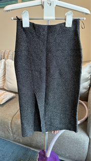 Midi length grey slit skirt