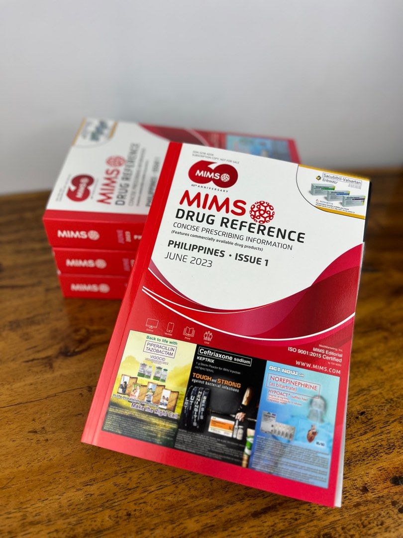 MIMS Drug Reference (JUNE 2023) LEGIT (Category: Medical Supplies & Tools) located in Carmona. Submitted by goodrx (Listing ID 1253655288, Image 1). Description: MIMS Drug Reference Book 100% Geniune Brandnew & Fresh from MIMS Latest edition (JUNE 2023, Issue 1) GOLDEN 50 YEARS ANNIVERSARY ISO Certified MIMS provides concise expert summaries of prescribing information for prescription products alongside a range of other quick-reference prescribin