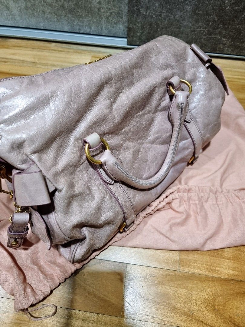 MIU MIU Vitello Lux Large Bow Bag Mughetto 658610