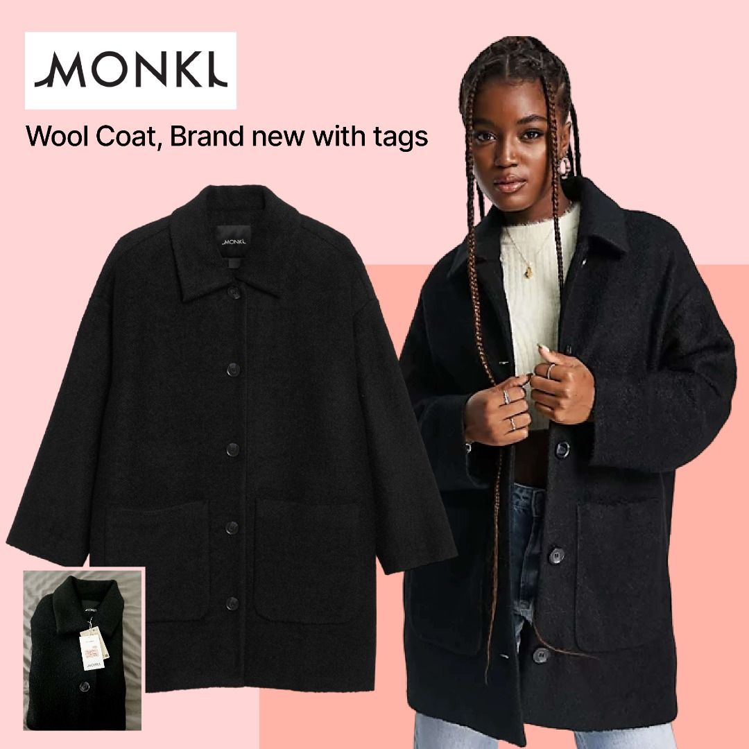 Monki Wool Blend Coat with buttons. Brand New with Tags Women s