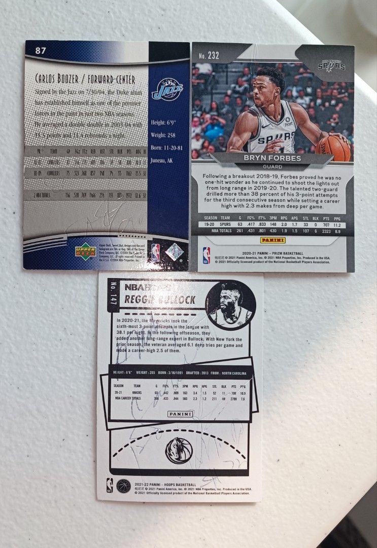 NBA Cards Autograph Set (Category: Raw Singles) located in Makati City. Submitted by itsmekellybels (Listing ID 1253590435, Image 2). Description: NBA CARDS SET Carlos Boozer (signed) Reggie Bullock (signed) Bryn Forbes *Actual photos are already posted* Location: Shaw Blvd Mandaluyong City Can be delivered via Grab/Lalamove -Same day Delivery within Metro Manila- Delivery fee will be shouldered by the BUYER You can also pick it up personally 🙂.