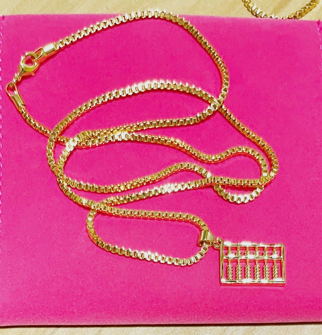 Necklace set 24k gold plated Box necklace and abacus love pendant