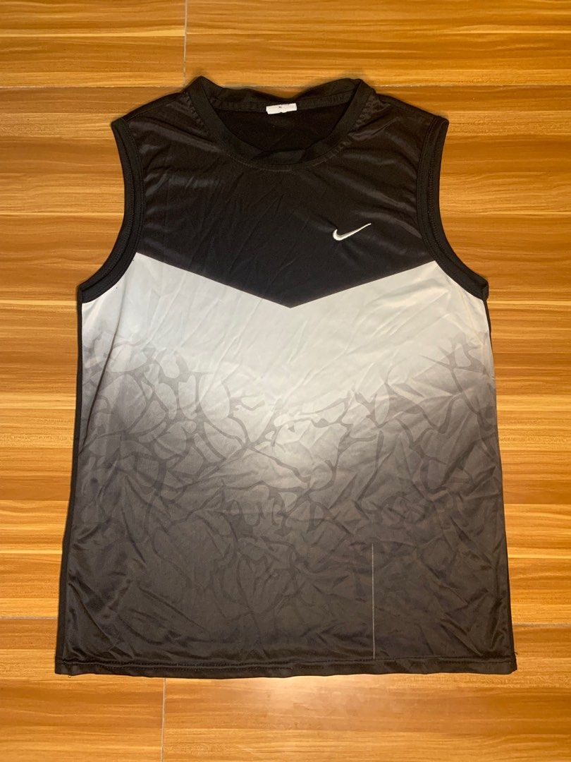Nike Drifit Print Black Minimalist Gym Sando Top
